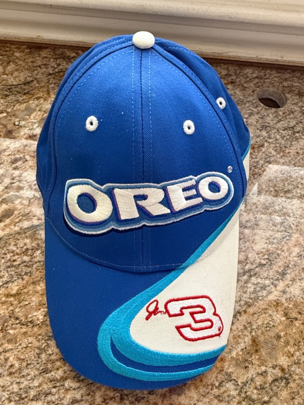 Nascar Dale Jr OREO Logo Blue Baseball Cap with Red Accent